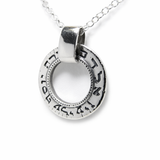 Silver Hoop Necklace with Protective Blessing and Sacred Letters