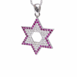 Silver Star of David Necklace with Zircon Stones