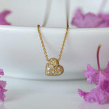 14K Gold Heart Necklace with Diamonds