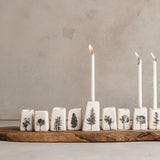 Modular White Wood Hanukkiah