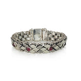 925 silver filigree bracelet set with garnet stones