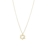 Star of David Heart Pendant with Diamond and Chain- 14K Gold