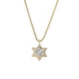 Double Star of David Pendant with Diamond and Chain - 14K Gold