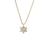 Double Star of David Pendant with Diamond and Chain - 14K Gold