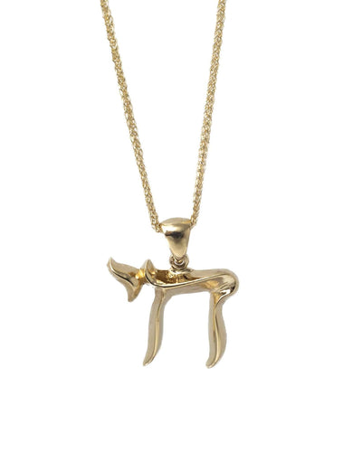 Chai Pendant with Chain - 14K Gold