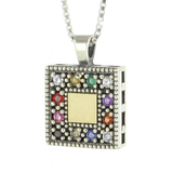 Square Sterling Silver Pendant with Gold Plate and Hoshen Stones – Beauty, Tradition, and Luxurious Presence