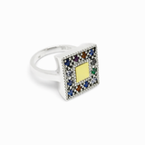 Square Sterling Silver & Gold Hoshen Ring
