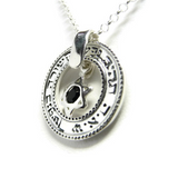 Sterling Silver Hoop Necklace for Love & Partnership with “SHAH” (72 Names) and Onyx Star of David