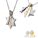 Israel Shield Pendant "Eternal Israel Will Not Lie", Silver and Gold