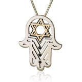 Hamsa "Yad Sarah" studded with black diamonds (optional), silver and gold