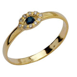 "Lucky Eye" gold ring, set with a sapphire stone (of your choice) and diamonds around it