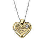 "Love Heart" Pendant Gold Encrusted with Diamonds (Optional) "I Love You" 8 Languages, 14K