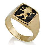 "The Lion of Judah" 14K Gold Ring with Enamel