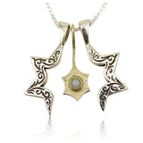 Star of David pendant "Jonathan" inlaid with chrysoberyl (optional), silver and gold