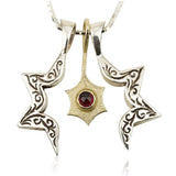 Star of David "Yonathan" set with rubies, silver and gold
