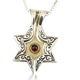 Star of David "Yonathan" set with rubies, silver and gold