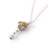 "Key to Life" pendant with stone (of your choice), 5 metals, silver and gold - for opening luck, pairing and relationships