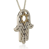 Hamsa "Yad Sarah" studded with black diamonds (optional), silver and gold