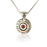 "Esther" pendant set with garnet (optional), 5 metals, silver and gold