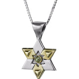 "Canaanite" Star of David pendant set with chrysoberyl (optional), silver and gold