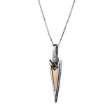 "Sword of Love" pendant, silver and gold, inlaid with onyx (optional) "I love you"