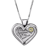 "Love Heart" Pendant, Silver and Gold, Diamond-Studded - "I Love You" 8 Languages