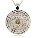 "Wheel of Names" pendant, set with chrysoberyl (optional), silver and gold, 5 metals