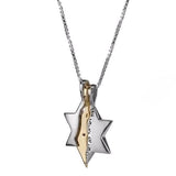 Israel Shield Pendant "Eternal Israel Will Not Lie", Silver and Gold