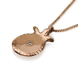 "Elia" pomegranate pendant, gold (red) with diamond, including chain