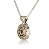 "Esther" pendant set with garnet (optional), 5 metals, silver and gold