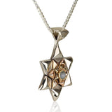 Star of David pendant "Yismak Hatani" inlaid with chrysoberyl (optional), silver and gold