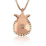 "Elia" pomegranate pendant, gold (red) with diamond, including chain