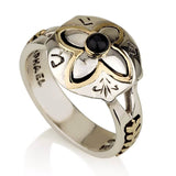 "The Flower in My Garden" ring with stone (of your choice) 5 metals, silver and gold