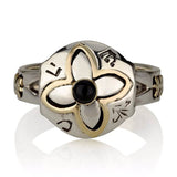 "The Flower in My Garden" ring with stone (of your choice) 5 metals, silver and gold