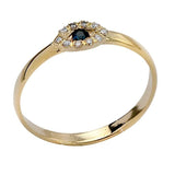"Lucky Eye" gold ring, set with a sapphire stone (of your choice) and diamonds around it