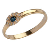 "Lucky Eye" gold ring, set with a sapphire stone (of your choice) and diamonds around it