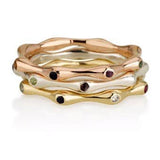 "Shira" ring, set with 12 breastplate stones, yellow/red/silver gold (3 rings)