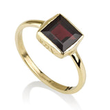 "Shema-Yah" gold ring with garnet stone (optional)