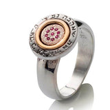 "Queen Esther" gold and silver ring set with rubies