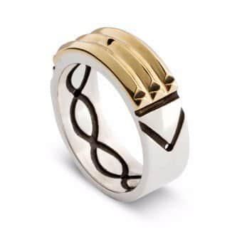 "Atlantis" ring, 18K gold and 950 silver