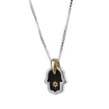 "The Protection" pendant, Hamsa / Star of David onyx, with an engraved inscription (gold)