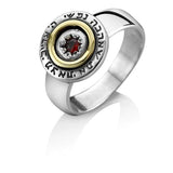 "Esther" ring set with garnet (optional), 5 metals, silver and gold