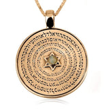 "Wheel of Names" pendant, gold, 5 metals, inlaid with chrysoberyl stone (optional)