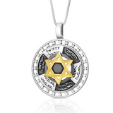 Silver “12 Angels” pendant combined with gold and set with an onyx stone.