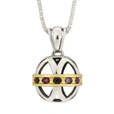 Pendant in a spherical design made of silver and gold, set with the Hoshen stones – a unique piece combining power, tradition, and elegance.