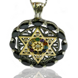 Star of David Pendant in Gold and Sterling Silver, Set with Hoshen Stones and Onyx – A Piece of Luxury, Power, and Deep Meaning