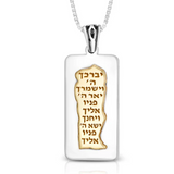 Silver Priestly Blessing pendant combined with a gold plate.