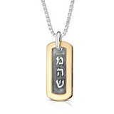 Silver pendant with a gold frame in a delicate disc design, featuring the combination M.H.Sh.