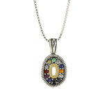 Delicate Silver and Gold Pendant with the 12 Hoshen Stones