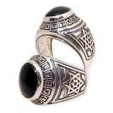 Men’s college ring with combinations, set with an onyx stone